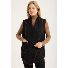 Home Store Katlı Yaka Kaşe Teğel Dikişli Yelek