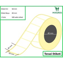 Mixgros 40X58 mm Termal Terazi Etiketi 1 Rulo: 500 Adet Etiket