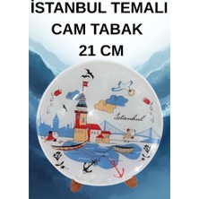 Istanbul Temalı Cam Tabak Istanbul Themed Bespoke Printed Glass PLATE21 cm