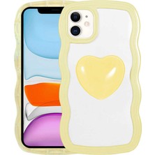 Zore iPhone 11 Uyumlu Renkli Kalp Figürlü Mrsa Ponçik Kapak-Sarı