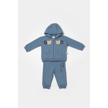 Baby Cosy Babycosy Erkek Bebek Ayıcık Baskılı Fermuarlı Takım  3-24 Ay Mavi