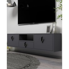 Demonte Decor 1315DROPDD-32 Duvara Montaj Tv Sehpası Antrasit-Gümüş
