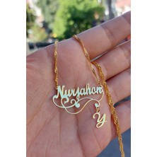 Özgür Takı 925 Ayar Gümüş 24 Ayar Altın Kaplama Isimli Harfli Kolye