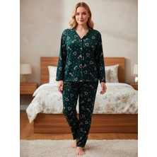 Bravie Süet Gömlek Pijama Takımı 7003 Yılbaşı Temalı