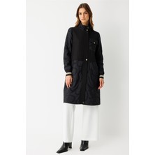 Esswaap Jakar Kumaş Çıt Çıt Detaylı Fermuarlı Giy Çık  Siyah