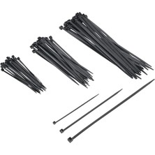 Misda Store Plastik Kablo Bağı Cırt Kelepçe Set 100 mm - 150 mm - 250 mm x 2.5 mm Siyah (20 Şer Adet x 3) 60 Adet