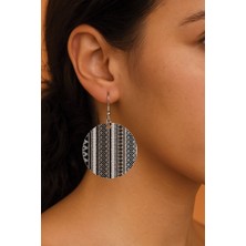 Nurdic Kadın Küpe Desenli Stilist Kancalı 3.5X5CM Yuvarlak Şeffaf Küpe Antik Mısır