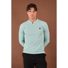 V Yaka Yırtmaç Detaylı Uzun Kollu T-Shirt