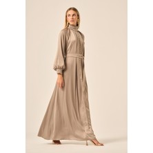 Ftz Women Kadin Ipek Saten Elbise  Haki 31208