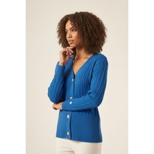 Ftz Women Kadın Saç Örgülü Hırka  Mavi 25238