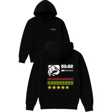 Vsrn Gte Sınırsız Wanted Tasarım Baskılı Oversize Siyah Kapüşonlu Sweatshirt