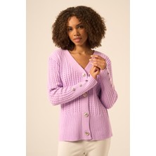 Ftz Women Kadın Saç Örgü Hırka  Lila 25237