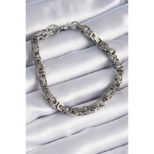 Mena Rise 316L Çelik Gümüş Renk Kral Zincir Model Erkek Bileklik - Lisinya