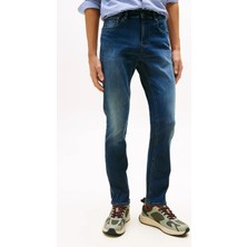 Tommy Hilfiger Erkek Scanton Dar Kalıp Eskitme Görünümlü Jean Pantolon - Mavi