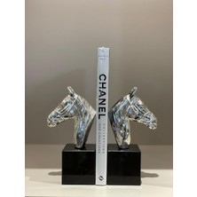 TASARIMHMODA Pirinç At Ikili Kitap Tutucu Gümüş