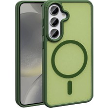 Zore Galaxy S25 Fe Kılıf M-Safe Şarj Özellikli Mat Arka Yüzey Nxxa Sio Kapak - Koyu Yeşil