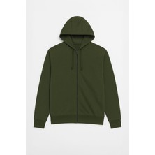 Markapia Man Erkek Fermuarlı Kapüşonlu Içi Polarlı Haki Sweatshirt