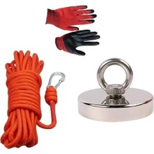 Yenibağ Magnet Magnet Fishing Halatlı Eldivenli Neodyum Pot Mıknatıs Seti, 80MM Büyük Kancalı Mıknatıs Balıkçılığı