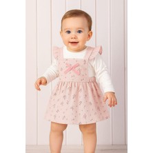 Dinamik çocuk Kız Bebek Çiçek Desenli Fiyonklu Elbise Badili 2li Takım Uzun Kollu Içlikli 3-6-9-12-18-24AY