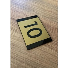 Kendinden Yapışkanlı Altın Rengi Kapı Numarası, 10 Numara, Siyah Detaylı