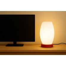 LayerForge Çizgili Spiral Tasarımlı Modern Masa Lambası – Dekoratif Abajur ve Gece Lambası | E27 Uyumlu Kablolu LED Aydınlatma