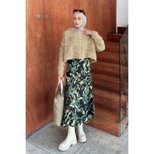 Lamelif Yumoş Havlu Desen Hırka Sütlü Kahve