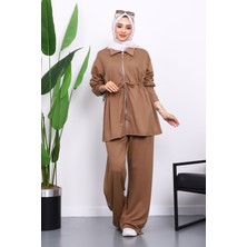 İmaj Butik Vizon Çıtçıt Detaylı Tunik Pantolonlu Modal Takım