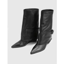 İLVİ İzerba Hakiki Deri Siyah Kadın Topuklu Çizme