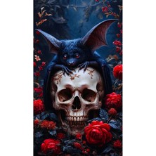 Aydın Garage Yarasa ve Kuru Kafa Kapı Direk Kaplama Folyosu Baskılı Sticker Sağ-Sol 2 Adet 22*50 cm