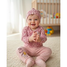 Şimo Butik Erkek-Kız Bebek Omuz Genişletmeli Çıtçıtlı Body Pijama Bere Takımı, %100 Pamuk , Modern Tasarım