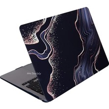 Misda Store Macbook Air M1 Kılıf 13 Inç MARBLE15NL (Touchıd'li M1 Air) A2337 A2179 A1932 ile Uyumlu Siyah
