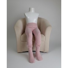 Şimo Butik Kız Bebek Çocuk Külotlu Çorap Pamuklu Taşlı Fiyonklu Kokulu Gül Kurusu