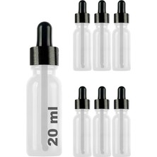 Yenibağ 20 ml Metal Kapaklı Damlalık Dropper Şişesi Serum 20 cc Cam Şişe 6 Adet (Siyah Kapak, Şeffaf)