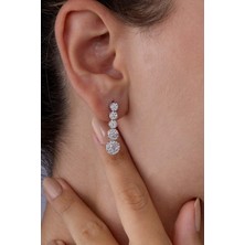 Gümüş Pazarım Süzme Su Yolu Rodyum Kaplama 925 Ayar Gümüş Küpe