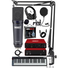 Misda Store Midi Paket-4 Stüdyo Ekipmanları Seti Ses Kartı Midi Klavye Mikrofon Kulaklık
