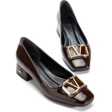 Suins Shoes Suins Premium Pauly Model Kadın Orta Topuklu Siyah Kahve Bordo Ayakkabı