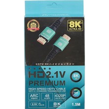 (CPS8K15) 1,5mt 8k 60HZ HDMI 2.1 - Ethernet 48 Gbps Metal Başlık HDMI Kablo
