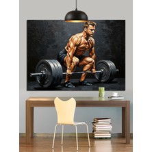 Tablo Mega Ağır Kaldıran Kaslı Vücut Geliştirici Dekoratif Kanvas - Mdf Ahşap Tablo