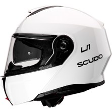 Scudo U1 Modüler Çene Açılır Güneş Vizörlü Motosiklet Kaskı Ece 22.06 Sertifikalı Beyaz