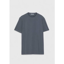 Ramsey Gri Düz Bisiklet Yaka Pamuk Karışımlı T-Shirt