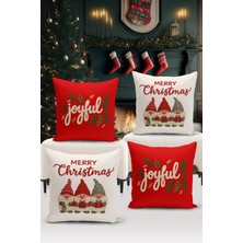 Bertille Home Yılbaşı Serisi Çift Tarafı Dijital Baskılı  4'lü Kırlent Kılıfı Seti (Christmas Noel Cushion Cover)