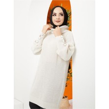 Pamuk Butik Kadın Kahverengi Boğazlı Triko Kazak -62