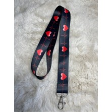 Hediyebum Kalp Ritim Siyah Kırmızı Boyun Askısı