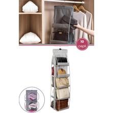 Flora Çanta ve Ayakkabı Düzenleyici 10 Cepli, Dolap Içi Askılı Pencereli Çanta Cüzdan Ayakkabı Organizer