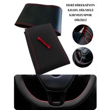 Subaru Brz Deri Direksiyon Kılıfı Prime Kalite, Dikmeli Kırmızı Spor Dikiş