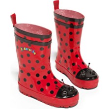 Kidorable Uğur Böceği Çocuk Yağmur Çizmesi Kauçuk Malzemeden Kaymaz Tabanlı Eğlenceli Tasarım