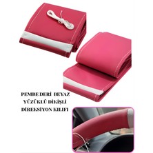 Renault Twingo Pembe Deri Beyaz Yüzüklü Dikiş Direksiyon Kılıfı Prime Kalite