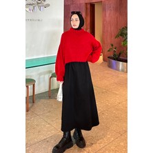 Lamelif Crop Kazak Kırmızı