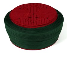 Sarıkhane Namaz Sarığı - Yeşil Kumaş - Bordo Takke - Düz Sarım - Nâli Şerif - 7 Metre