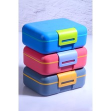 3 Adet Design Kendinden Kaşıklı 5 Bölmeli 2 Katlı Beslenme Kutusu